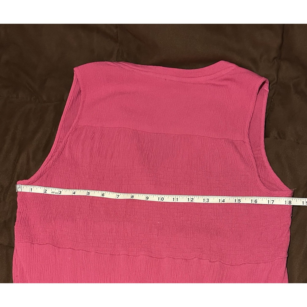 Knox Rose Size L Sleeveless V Neck Button Front Pink Rayon Knee Length Dress - Picture 5 of 6
